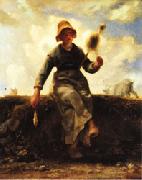 Jean Francois Millet The Spinner, Goat-Girl from the Auvergne china oil painting reproduction